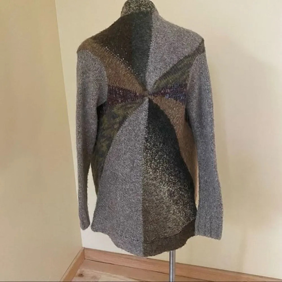 A Gianetti Open Front Cardigan Sweater Acrylic Wool Alpaca Brown Tones - Picture 4 of 9